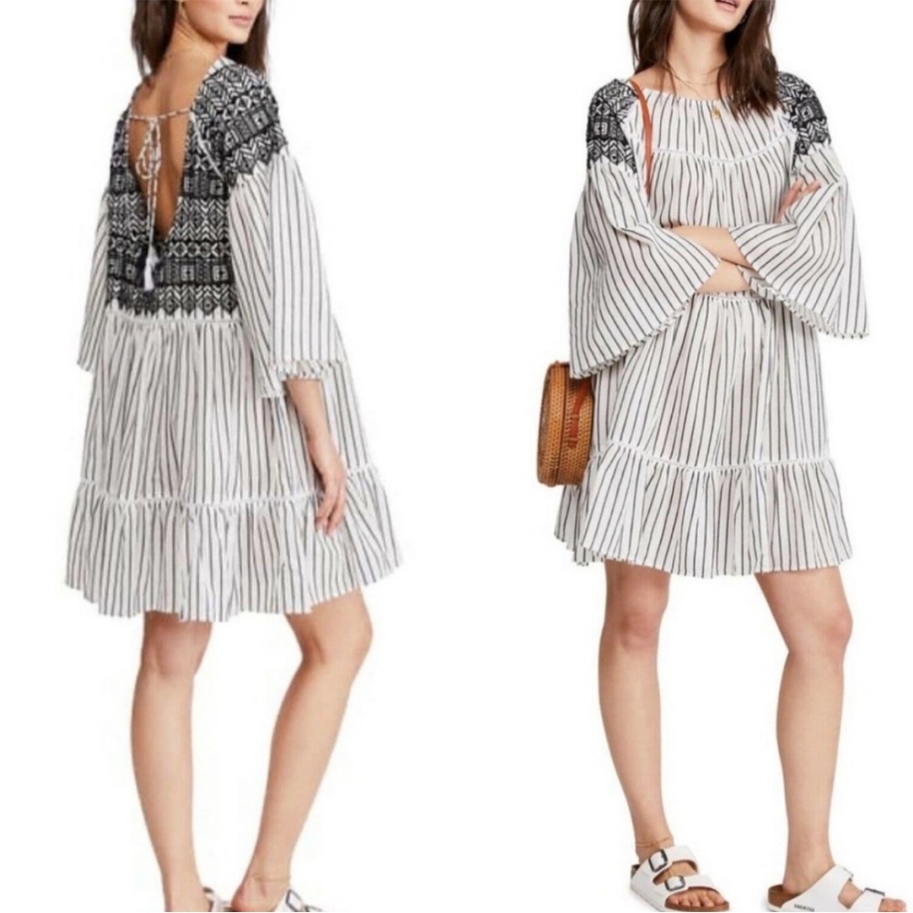 Free People Lola Embroidered Mini Boho Dress (Size XS)